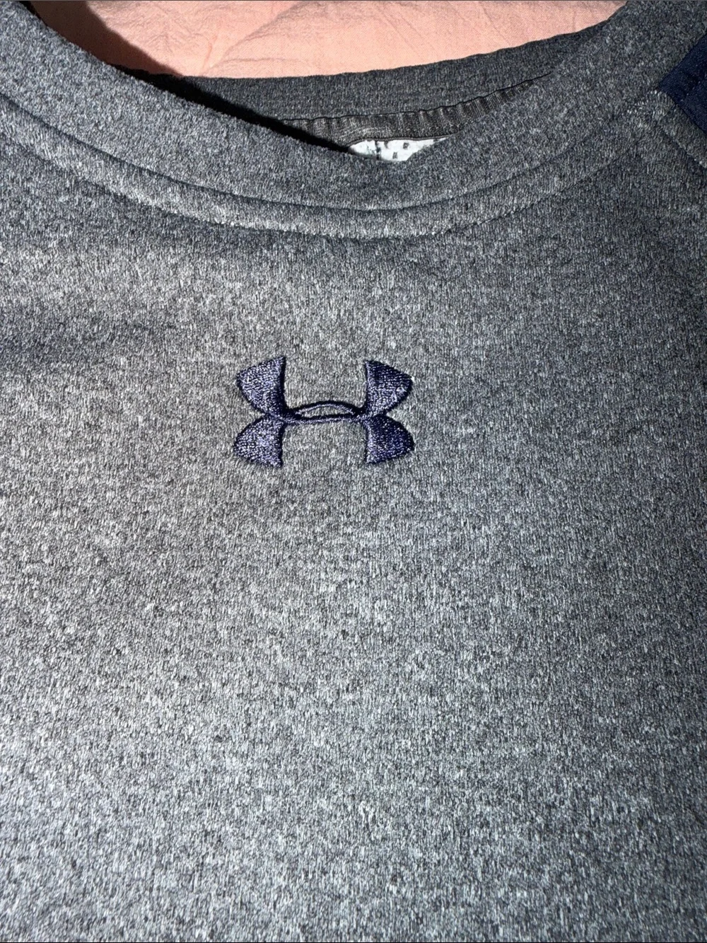 Under Armour Grey Heather Crewneck Sweatshirt with Navy Shoulder Panels